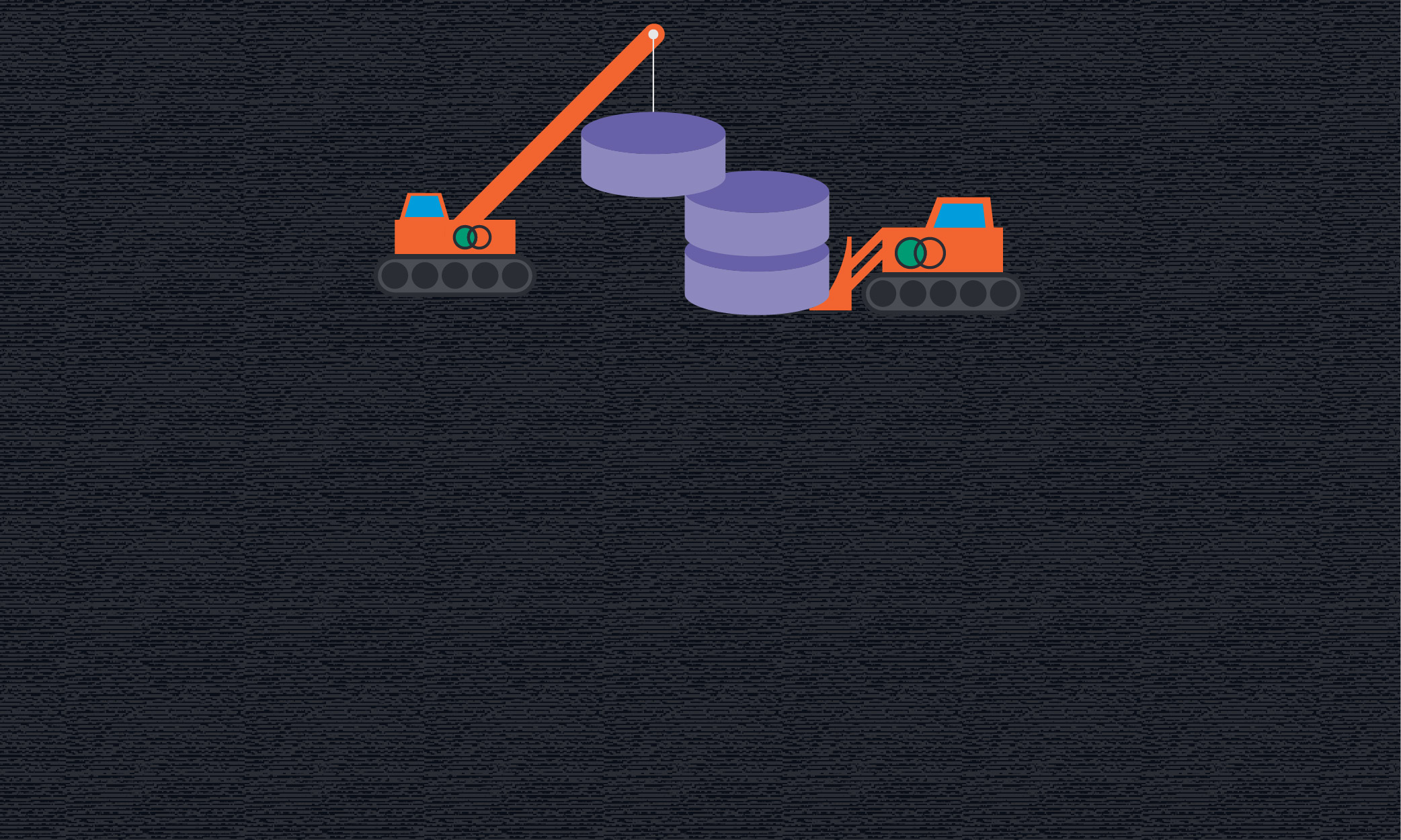 Cranes Assembling a Database Symbol