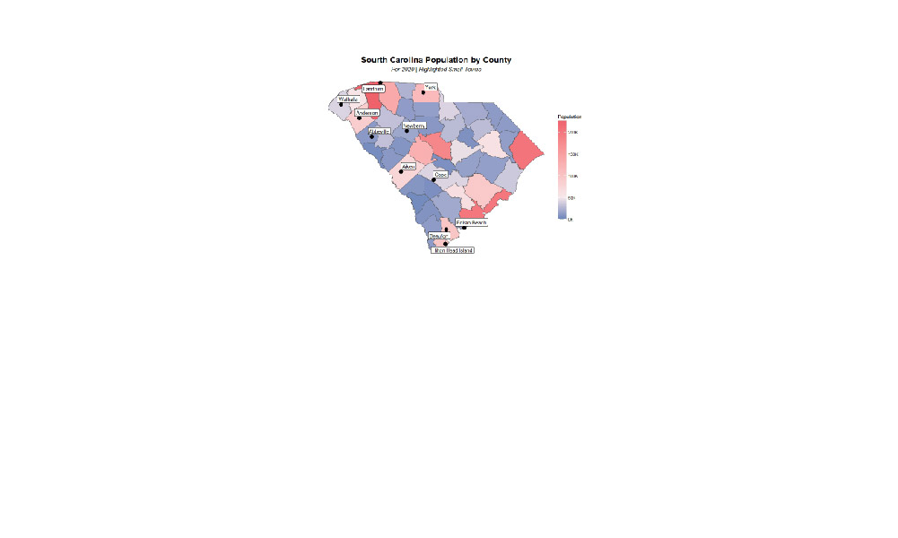 South Carolina Count Population Map