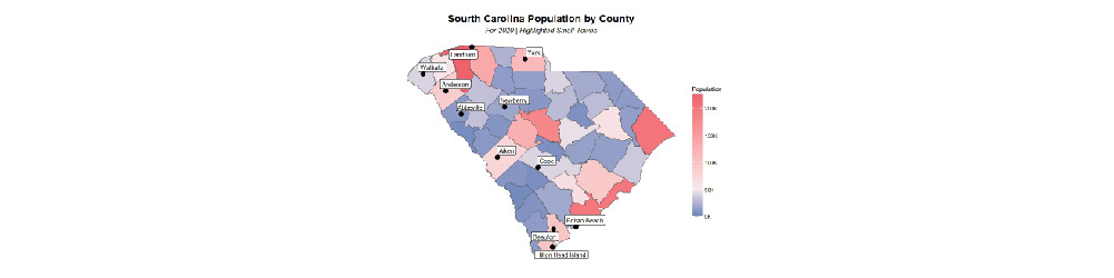 South Carolina County Population Map