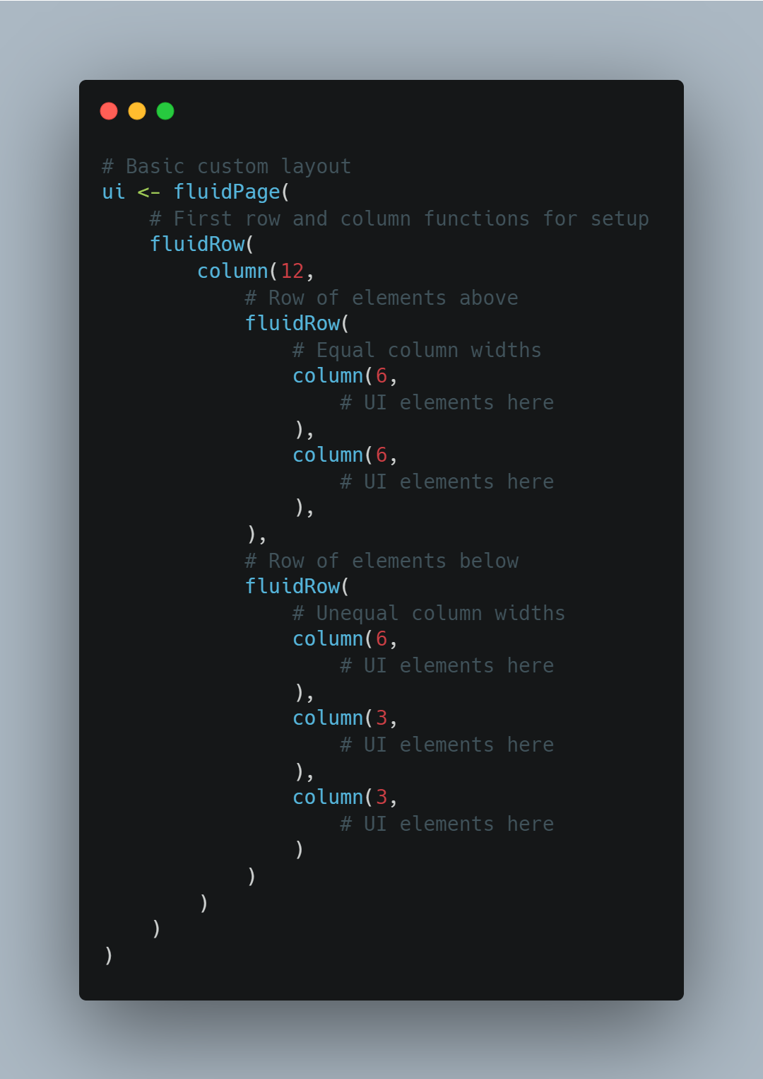 R Code for Expanded Shiny Layout Example