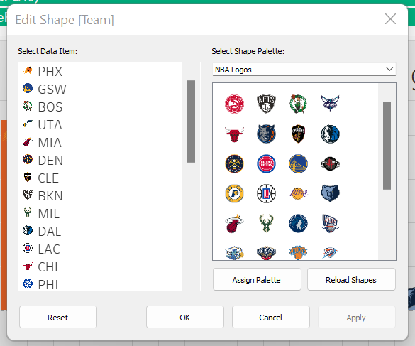 Custom Shapes for Team Logos Menu