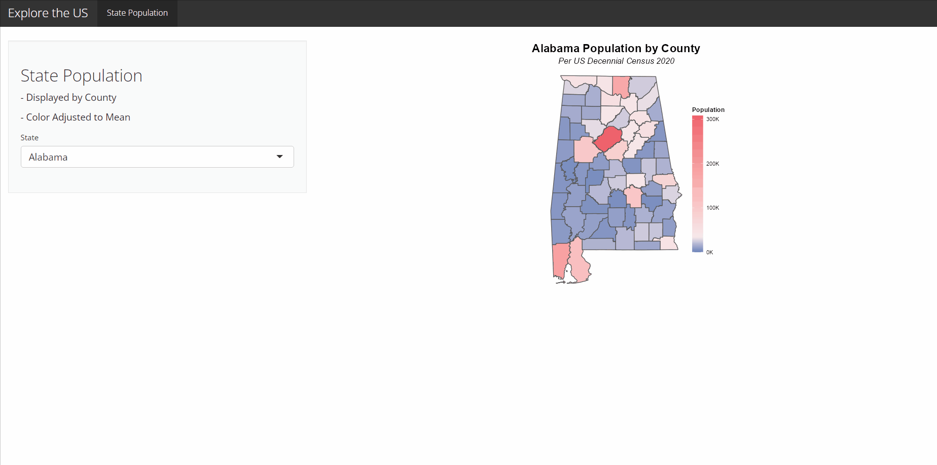 Demo of Exploring US Populations Web App